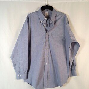 Brooks Brothers 346 Blue Micro Check Button Down Dress Shirt Men 17.5